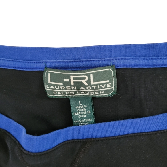 Ralph Lauren Active Black/Blue Trim Wide Neck Lightweight Sweatshirt Pullover - Picture 3 of 5